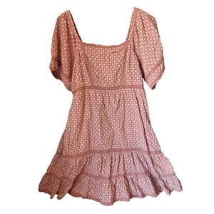 In Loom Midi Dress Womens Medium Cottagecore Smocked Square Neck Prairie Y2K EUC